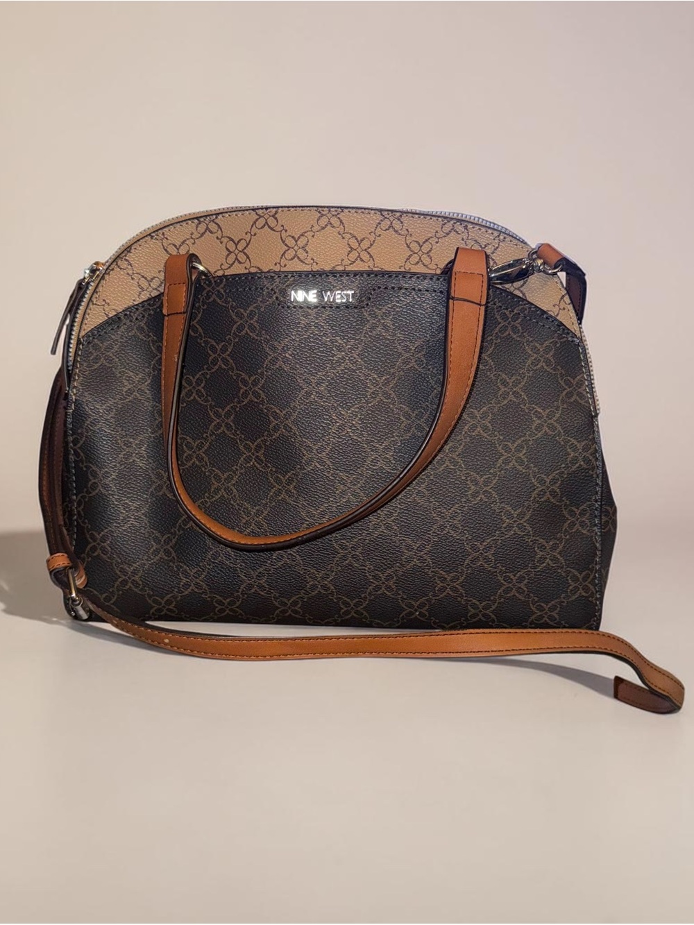 Nine West two tone brown dome satchel crossbody/handbag
